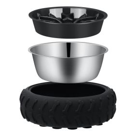 Multifunctional Pet Food Bowl Tire Type (Color: Black)